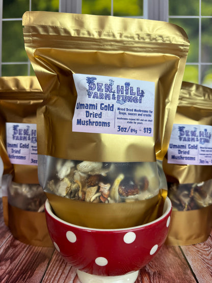 Our Gourmet & Functional Mixed Dried Mushroom (Lions Mane, Maitake, Shiitake, Oyster, Chestnut, Enoki) add to soup, crooks, whatever!