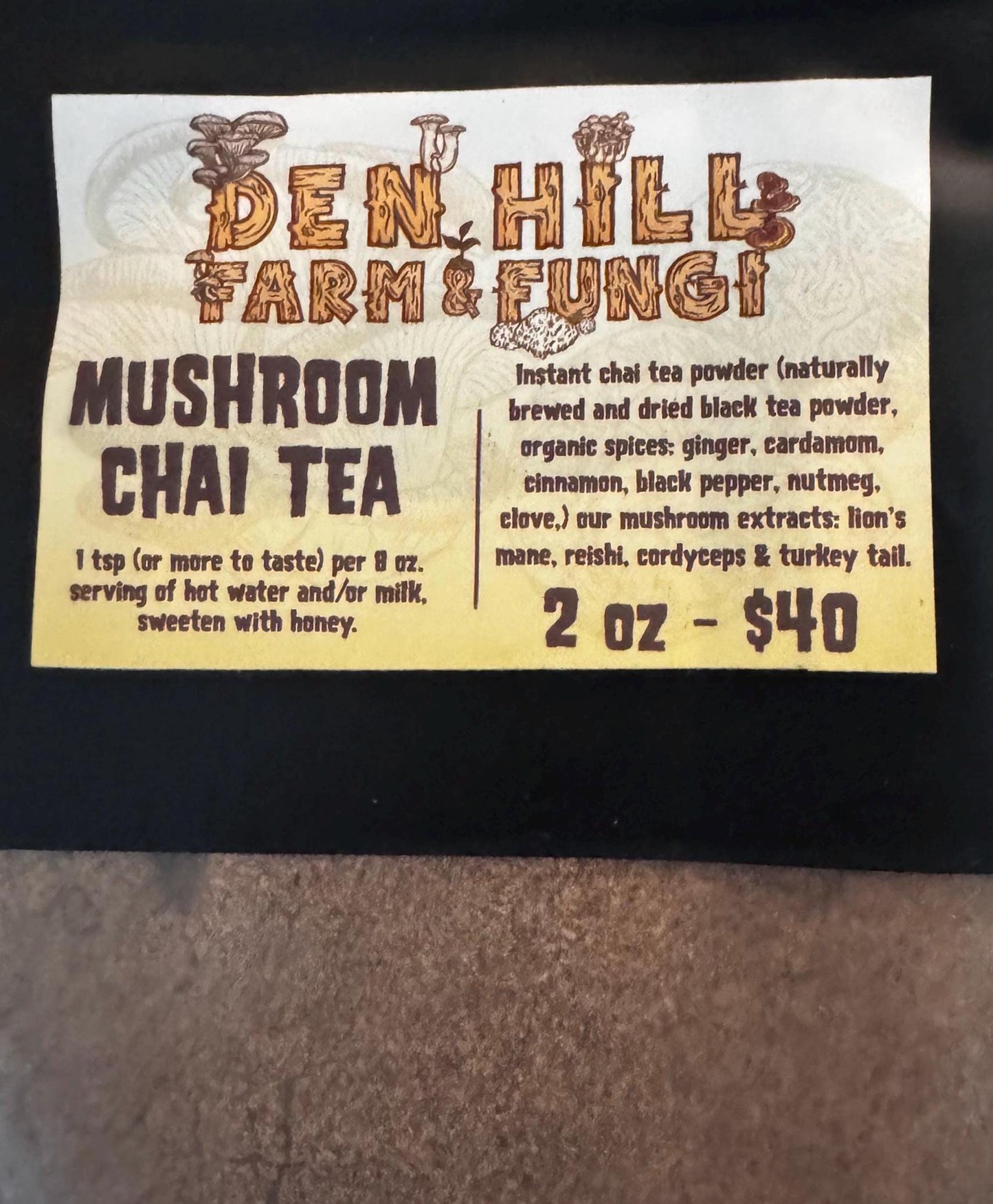 Medicinal Mushroom Chai Tea: Lions Mane, Reishi, Cordyceps, Turkey Tail