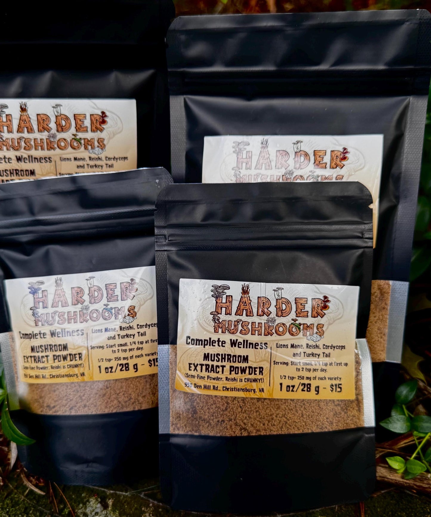 4 Mushroom Blend Powder: Lion's Mane, Cordyceps, Reishi, Turkey Tail