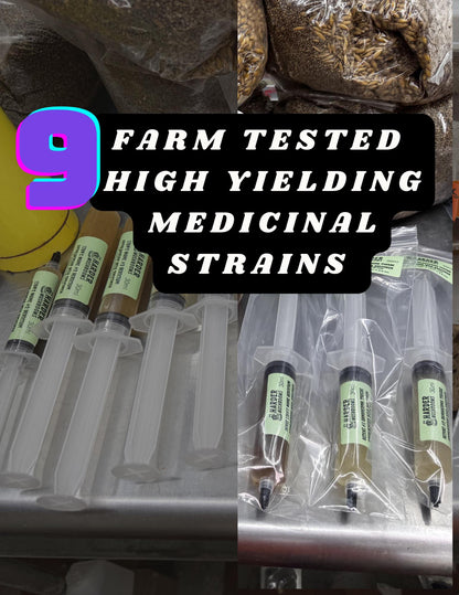 Medicinal Mushroom Farm Starter Liquid Culture Pack: 9 Production-Tested Functional Strains